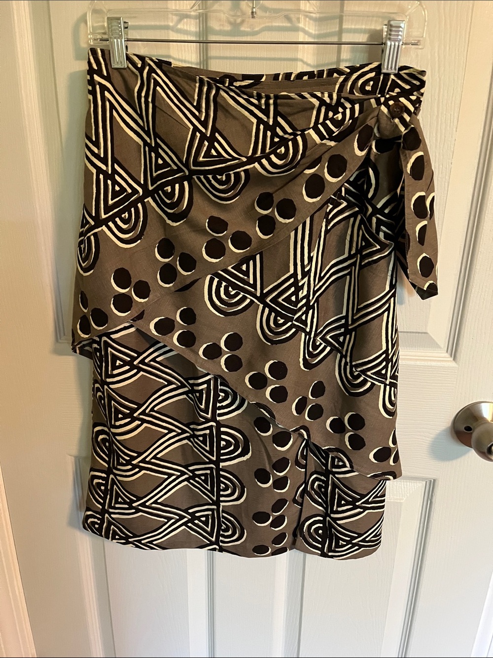 Maeve black, ivory and tan Abstract Print skirt